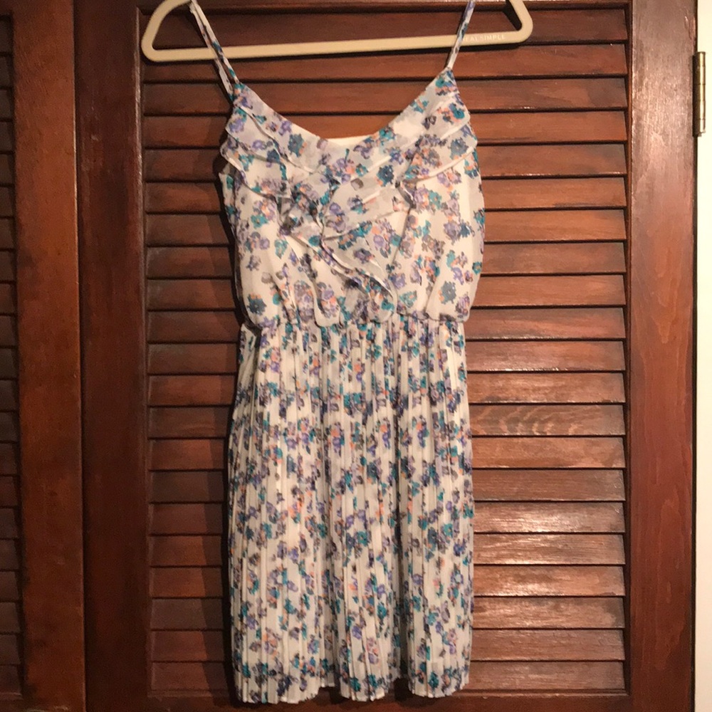 BCBG mini dress with ruffles & pleating